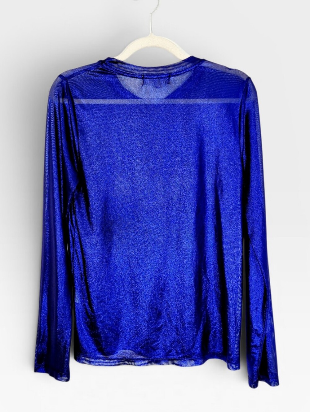 PORRIDGE x ANTHRO Long Sleeve Sheer Mesh Blue Metallic Shine Top Shirt Medium - Picture 5 of 8